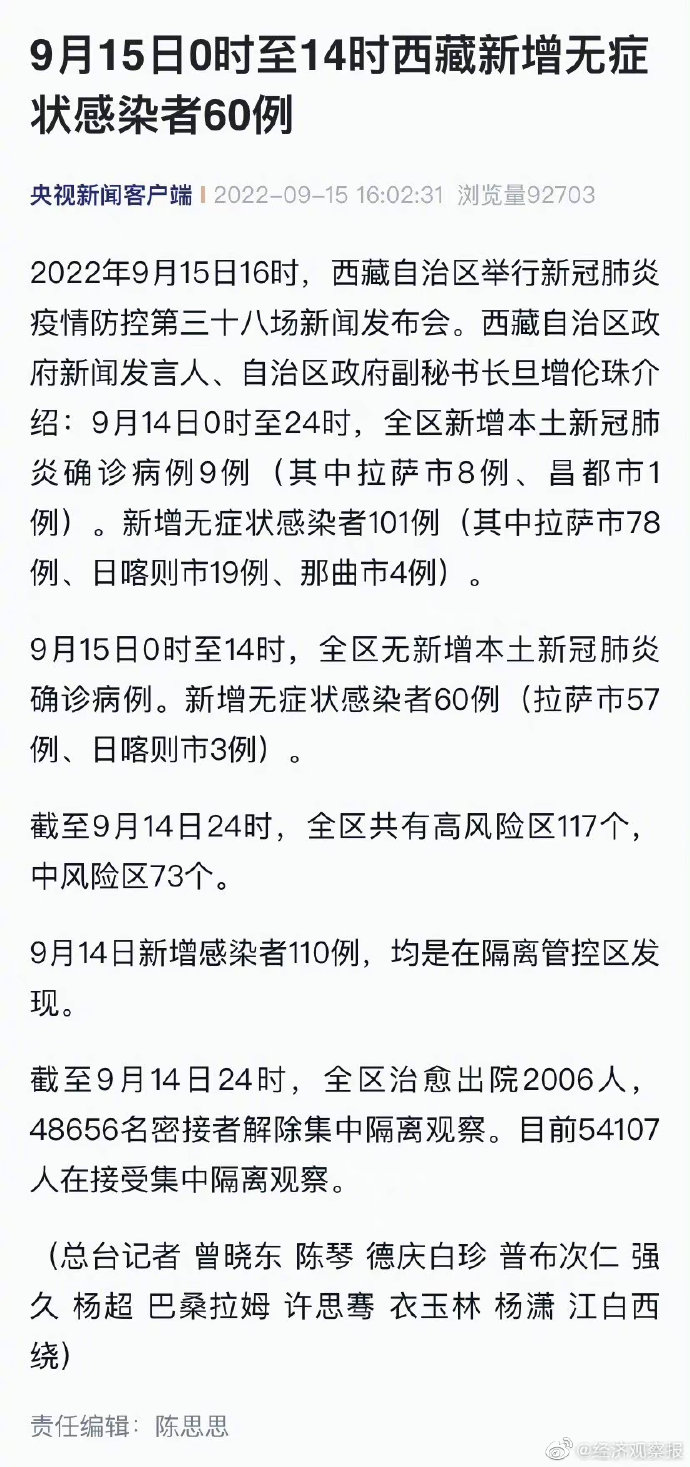 西藏疫情最新状况报告