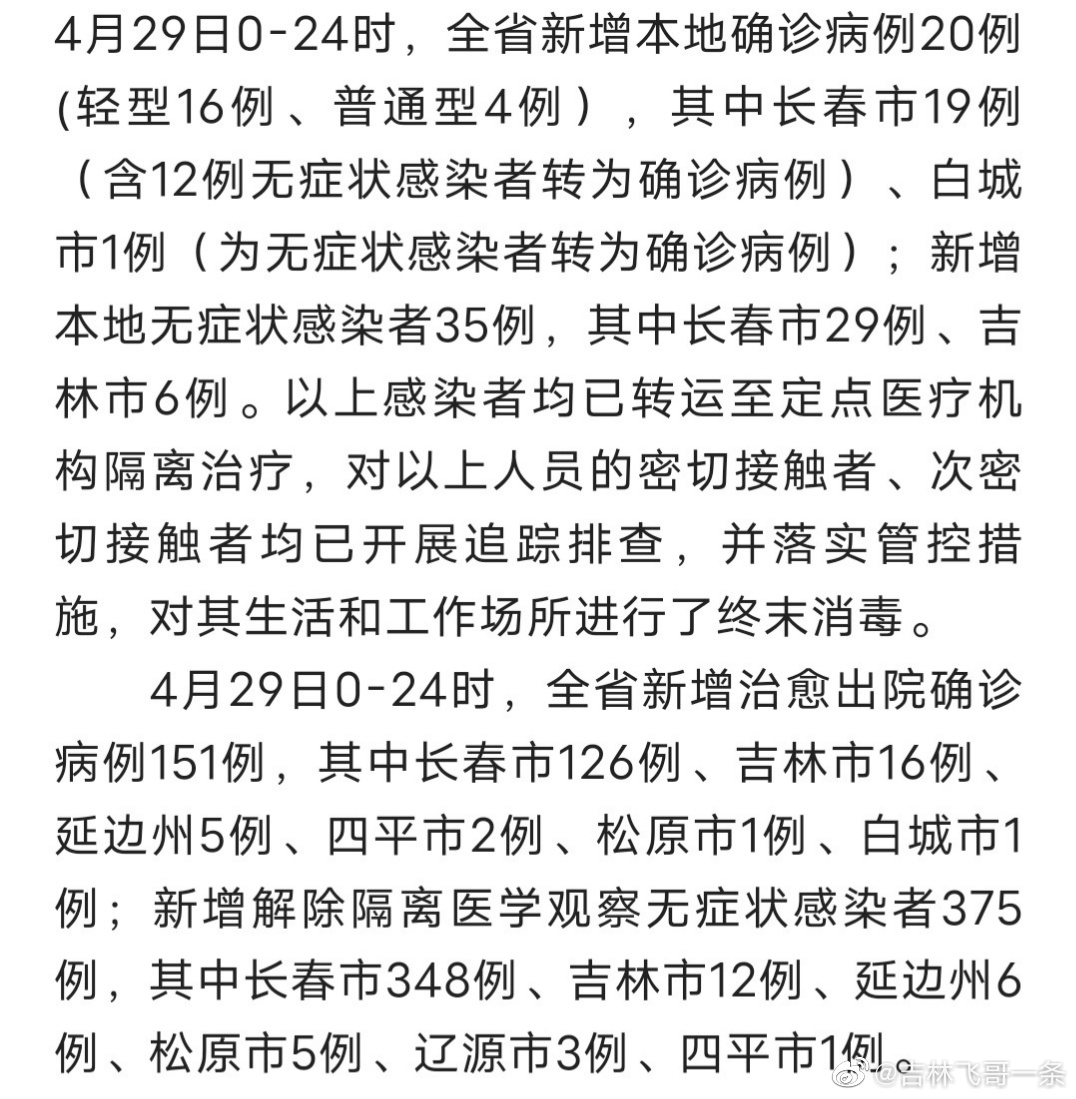 吉林省疫情防控最新通报