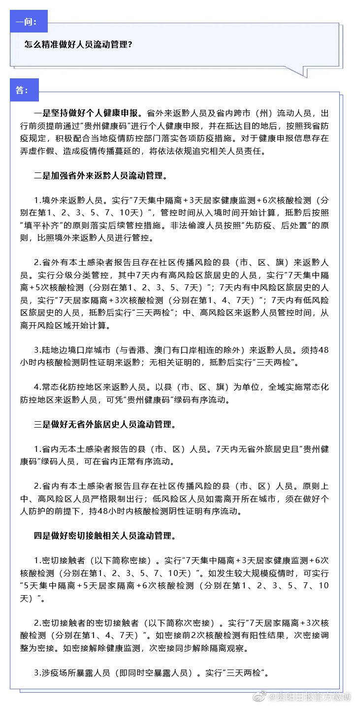 贵州省内疫情防控最新政策解读