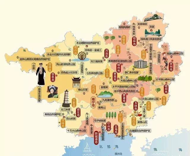 广西与内蒙古自治区地图，地理特色与文化交融