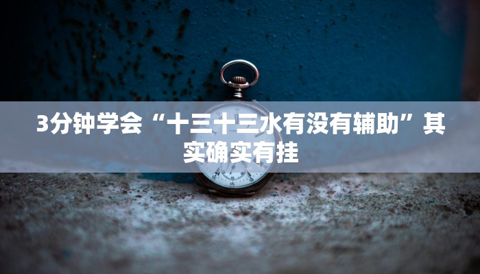 3分钟学会“十三十三水有没有辅助”其实确实有挂