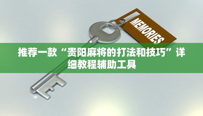 推荐一款“贵阳麻将的打法和技巧”详细教程辅助工具