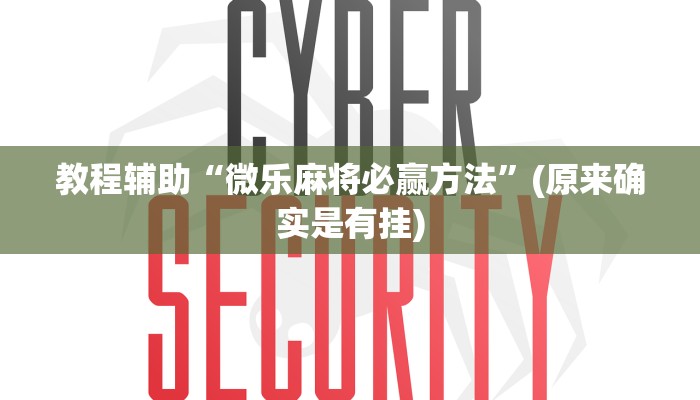 教程辅助“微乐麻将必赢方法”(原来确实是有挂)